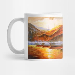 Yachts in the mountain harbor Mug